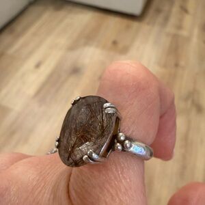 Elegant Silver Ring with Rutilated Quartz